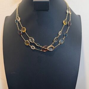Loft Gold Tone Multi-Stone Layered Necklace – Double Strand 20”‎